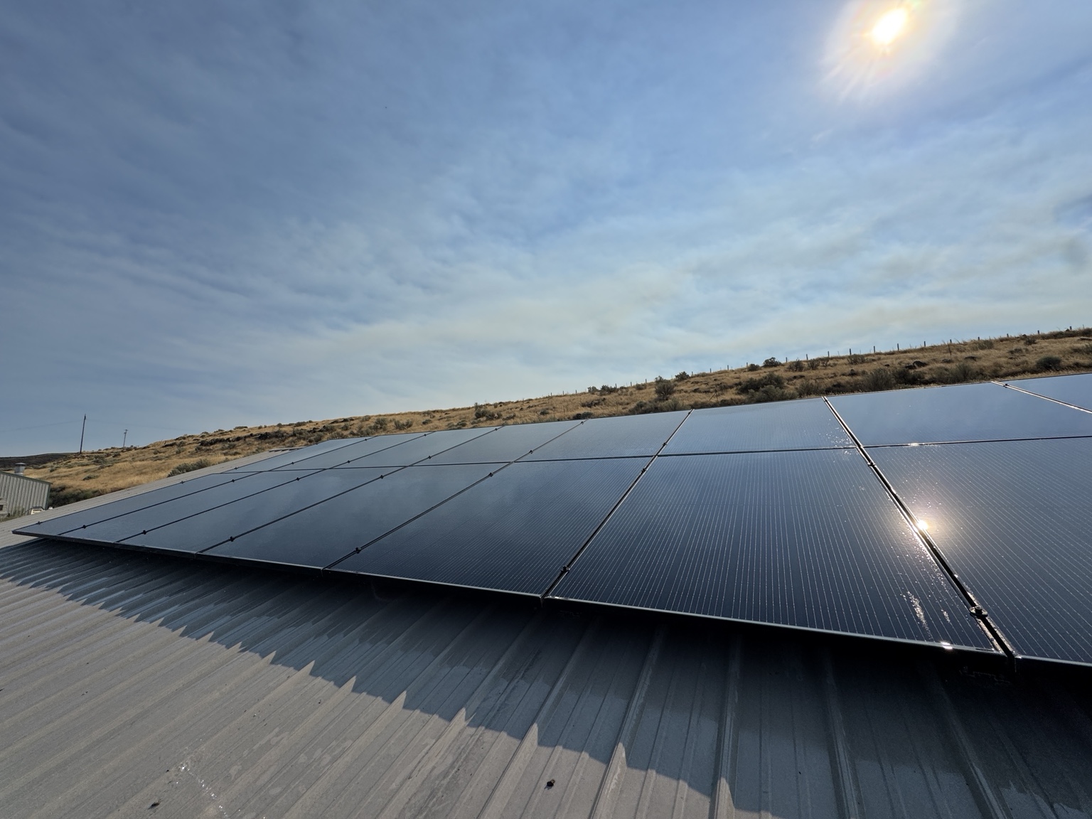 Clean solar panel array after service